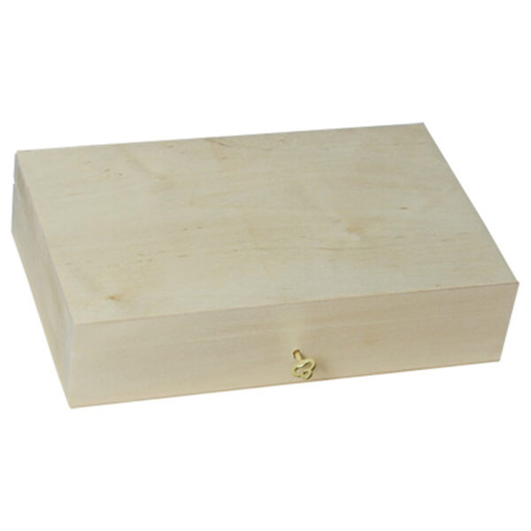 Drewniane Pudełko zamykane z kluczykiem średnie-b1
